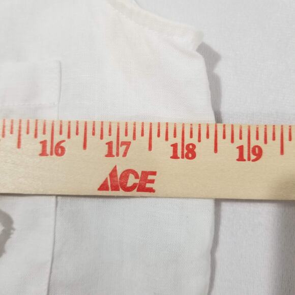 Anne Carson Linen Shirt Womens Medium Sleeveless Embellished Flower Art to Wear - Picture 6 of 8